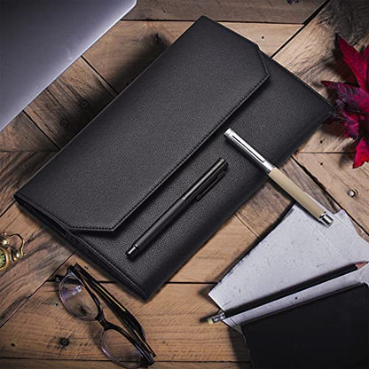 Lanxivi Fountain Pen Case Black Gray Coffee Style PU Leather 48 12 - color: Black- 12 Slot