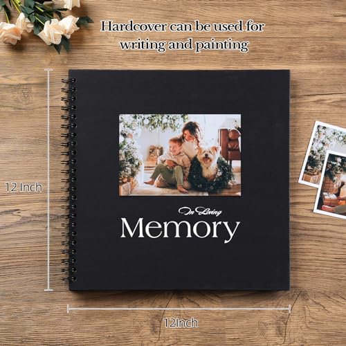 potricher 12 x 12 Inch Large DIY Scrapbook Photo Album 40 Pages, Black - color: Black, size: 12 Inch 40 Pages