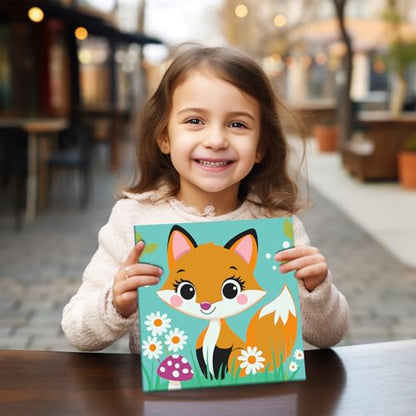 QENSPE 4 Pack Paint by Numbers with Wooden Frame, Cartoon Animals Painting by Number, DIY Cute Animal Acrylic Oil Paints Arts on Canvas, Home Wall Decor Gift 8X8 inch - color: Koala+Fox+Cow+Alpaca