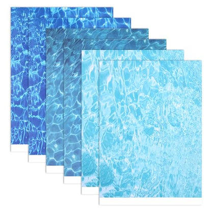 6 Pcs Ripple Water Sticker, Self Adhesive Pearlescent Ripple Streamb Ocean Diorama Coated Paper Water Ripples Sticker for Miniature Lake River Scenery Dolls House Decor