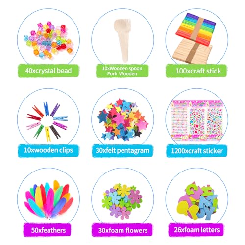 Itopstar 3000+ Kids Arts and Crafts Supplies for Kids Ultimate Crafting Supply Set in Portable 3 Layered Plastic Art Box Hobby Craft Set for Creative Projects (Ages 8+) - color: Green 3000pcs