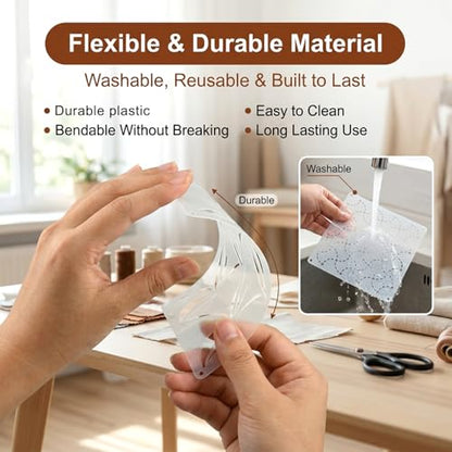 40 Pcs Sashiko Stencil Set, 5.12 x 5.12 in Plastic Geometric Sashiko Pattern Templates with 8 Colors Thread, Drawing Line Embroidery Stencils for Visible Mending, Hand Sewing and Quilting