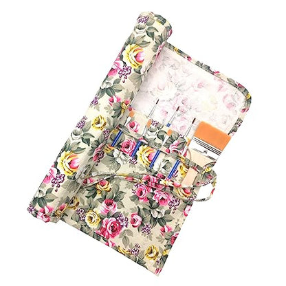 Funny live Paint Brush Holder Art Supplies, Artist Paint Brush & Storage Organizer Roll-Up Case Bag, Protect Acrylic Oil Watercolor Paintbrushes (Flower 22 Slot Pockets) - color: Flower 22 Slot Pockets