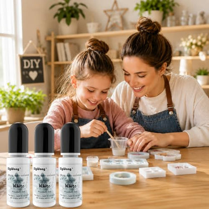 White Alcohol Ink Set - 12 Bottles White Colors Alcohol-Based Ink, Alcohol Paint Dye for Epoxy Resin Painting, Resin Petri Dish, Yupo Creations, Coaster, Painting, Tumbler - 120ml/4fl.oz