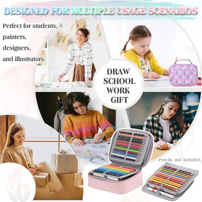 VX VONXURY Large Pencil Case, 54-Slot Colored Pen Pouch 2 Removable Sleeves - color: Pink