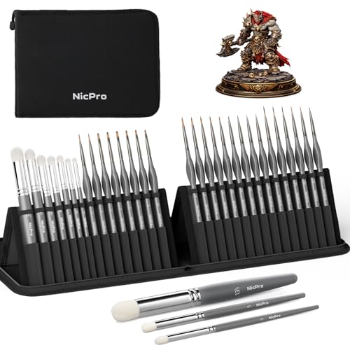 Nicpro 30 PCS Miniature Paint Brushes & Dry Brush, Model Paint Brush Set - size: 30 PCS