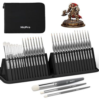 Nicpro 30 PCS Miniature Paint Brushes & Dry Brush, Model Paint Brush Set - size: 30 PCS