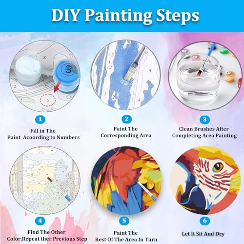 Artunion Framed Paint by Numbers Kit for Adults Beginners & Kids Ages 8-12,Colorful Parrot Paint by Number with Frame,Bird Paint by Numbers Kit on Canvas 10 * 10 Inch Without Easel - color: ZXT-271-F