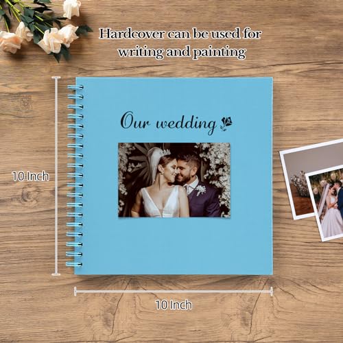 potricher 10 x 10 Inch DIY Scrapbook Photo Album 40 Pages, Blue - color: Blue, size: 10 Inch 40 Pages