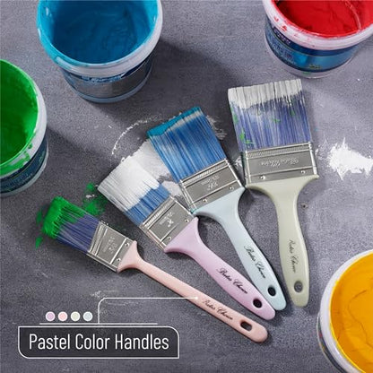 Bates 4Pack Plastic Handle Paint Brushes - Pastel Colors, Stain, Furniture & Wall Painting - color: Pastel Plastic Handle, size: 4 Pack, 1.5", 2", 2.5", 3"