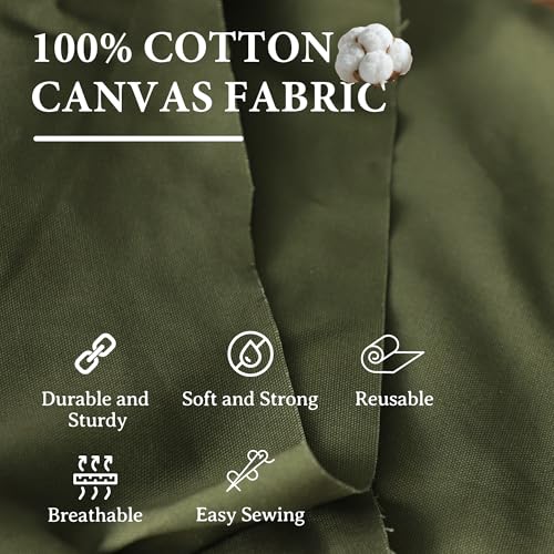 Simple&opulence Canvas Fabric by the Yard, 59'' Wide, Premium Natural Cotton Duck Canvas Fabric for Crafts, Upholstery, Home Decor, Sewing DIY Cloth (Army Green,1 Yard) - color: Army Green, size: 1 Yard (36"x59")