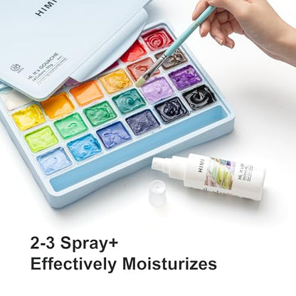 HIMI Gouache Wetting Spray 100ml (3.38 oz), Moisturizing Palette Spray for Gouache Paint, Reactivates Dry Pigments, Professional Art Supplies & Gift for Artists and Hobbyists - size: 3.38 Fl Oz (Pack of 1)