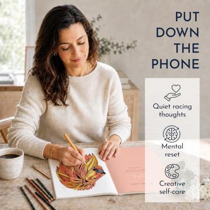 Adult Coloring Book for Women, Personal Growth Mindfulness & Stress Relief | Anxiety Relief & Relaxation, Self-Expression Journal Prompts, Best Friend & Self-Care Gift, 140gsm Perforated - color: Express Yourself - Mindfulness