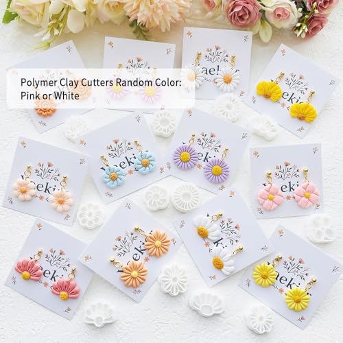 Flower Shape Polymer Clay Cutters Set – Molds and Clay Cutters for Polymer Clay, Floral Clay Earring Tools - color: C color