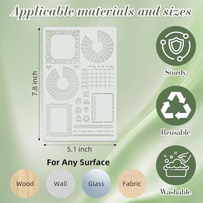 Diary Planning Stencils for Crafts Reusable 15Pcs Stencils(7.8X5.1 Inch) - color: Diary 1