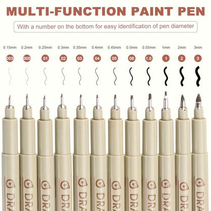 MECCANIXITY 03 Fineliner Ink Pens, 6Pcs 0.35mm Brown Micro Pens with Waterproof Archival Ink for Watercolor Sketching Cartoon Technical Drawing - style: 03#