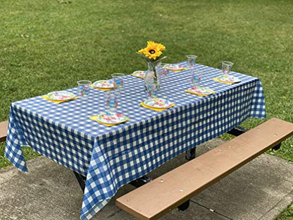 Neatiffy Disposable Plastic Tablecloth Roll | Indoor/Outdoor Table Cover Roll for Rectangle, Square, Round Tables | Picnic, Party, Banquet, Birthdays, Weddings - 54 in x 108 ft - Blue Gingham - color: Blue Gingham