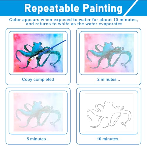 24Pcs Reusable Water Painting Set for Seniors,Dementia Product for Elderly - color: Ocean Life