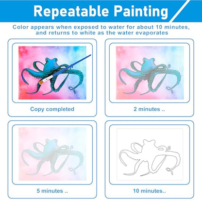 24Pcs Reusable Water Painting Set for Seniors,Dementia Product for Elderly - color: Ocean Life