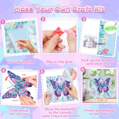 Crafts for Kids Age 8-12, Girls Birthday Gifts, Butterfly Diamond Painting - style: Blue