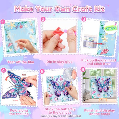 Crafts for Kids Age 8-12, Girls Birthday Gifts, Butterfly Diamond Painting - style: Blue