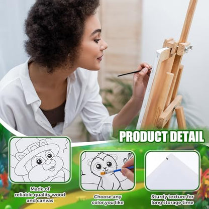 Sherr 20 Pcs Stretched Pre Drawn Canvas Afro Queen Black Art for Painting for Adults Outline Pre Drawn Stretched Cotton Canvas to Paint Party Set, 8 x 10''(Land Animals) - style: Land Animals