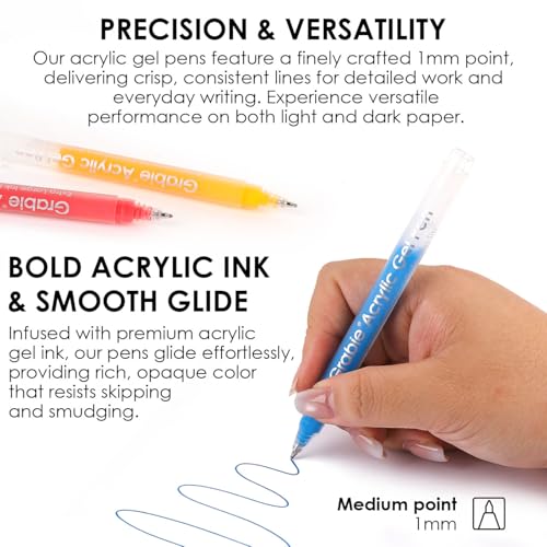 Grabie Acrylic Gel Pens Coloring Kit with Book, Pack of 12 Summer Colors - color: Summer Colors