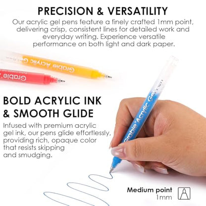 Grabie Acrylic Gel Pens Coloring Kit with Book, Pack of 12 Summer Colors - color: Summer Colors