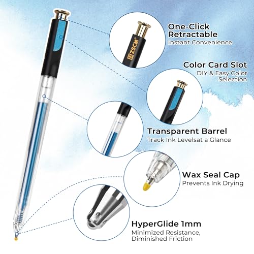 Blue Retractable Glitter Gel Pens, 12 PCS Large Capacity Metallic Ink Pen - color: 12 Blue