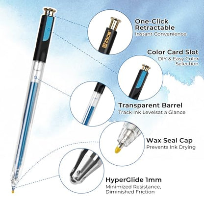 Blue Retractable Glitter Gel Pens, 12 PCS Large Capacity Metallic Ink Pen - color: 12 Blue