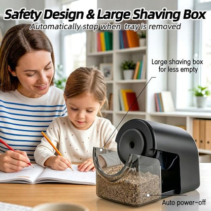 deli Electric Pencil Sharpener,Heavy Duty Pencil Sharpener, Black - color: Black
