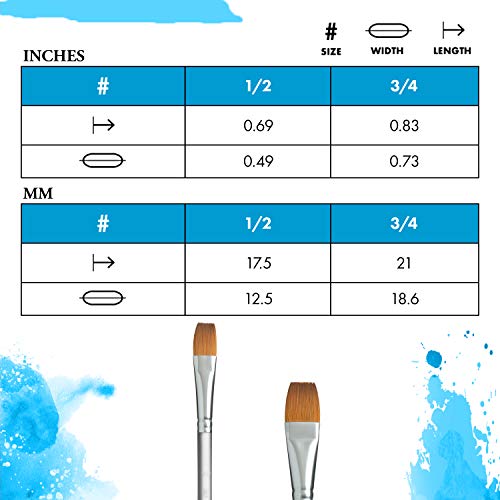 Princeton Aqua Elite Wash Brush, Synthetic, Short Handle, Size 1/2 inch, 1 Count - size: Size 1/2