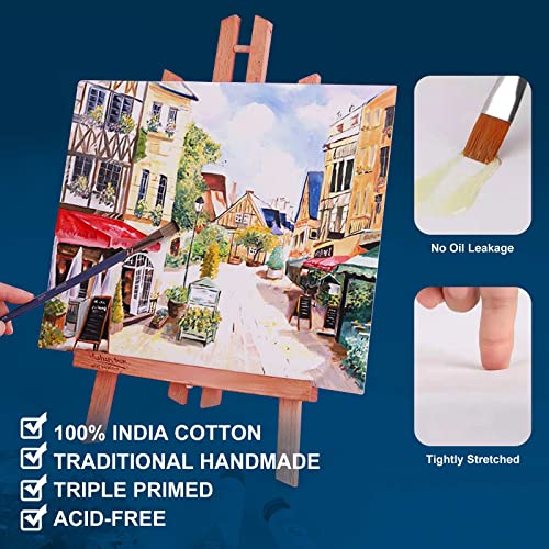 Stretched Canvases for Painting 10x20 Inch 7-Pack, 10 oz Triple Primed Acid-Free 100% Cotton Blank Canvas, Rectangular Canvas for Oil Paint Acrylics Pouring & Wet Art Media - size: 10"x20"(7-Pack), style: Studio
