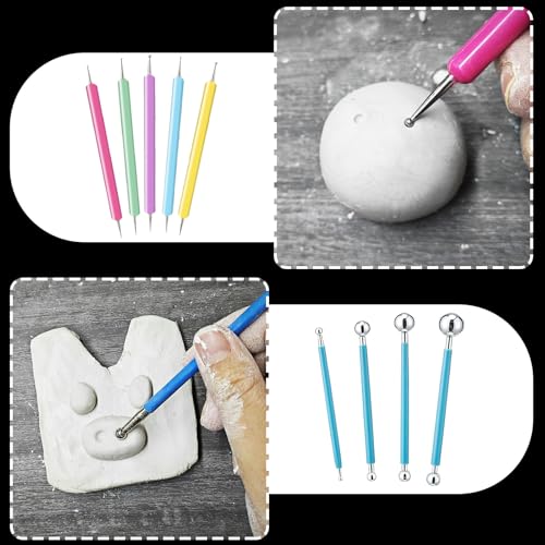EIGTWEN 100ml Air Dry Clay Glaze and 29pcs Clay Tools Kit, Matte Varnish | Matte Glaze, Waterproof,Prevents Clay Scratches & Wear, Air Dry Clay Tool,Dotting Tools,Ball Tools,Carving Tools,Shaper Tools - size: Matte