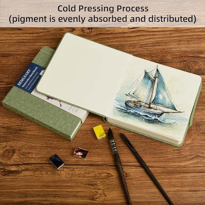 SEMLEART Watercolor Journal Sketchbook,8.3 * 8.3",140lb/300GSM Cotton Paper - size: 8.3×8.3in