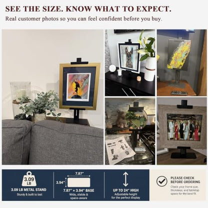24''Adjustable Metal Tabletop Easel, Picture Frame Stand - color: Black