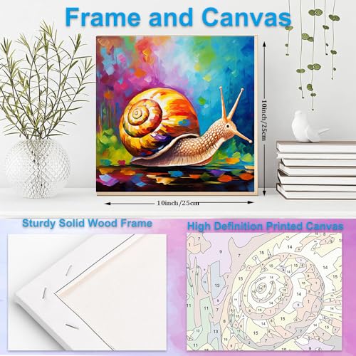 Artunion Framed Paint by Numbers Kit for Adults Beginners & Kids Ages 8-12,Snail Paint by Number with Frame,Animal Paint by Numbers Kit on Canvas 10 * 10 Inch Without Easel - color: ZXT-401-F