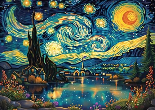 Starry Night Diamond Art Kits for Adults, Van Gogh Diamond Art 12X16 Inch - color: Landscape 02