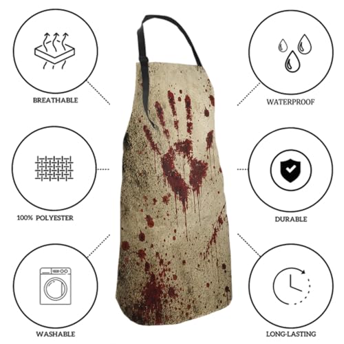 Giwawa Unisex Adult Apron Waterproof Stain Resistant Kitchen Cooking Apron with 2 Pockets for BBQ Grill Painting - color: Blood