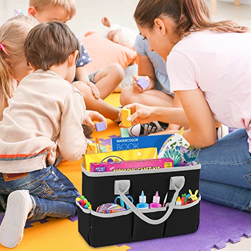ZKOO Art Supply Storage Organizer Caddy, Craft Tote Bags With Pockets for Scrapbook Organization and Storage Supplies, Portable Office Organizer (Black, Small) - color: Black, size: Small