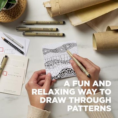 SAKURA Zentangle Tiles, 3.5", White | All-in-One Kit for Drawing, Relaxing, Meditative Patterns, Includes Gelly Roll and Micron Pens, White Pencil and Black Tiles - size: 1 Count (Pack of 12)