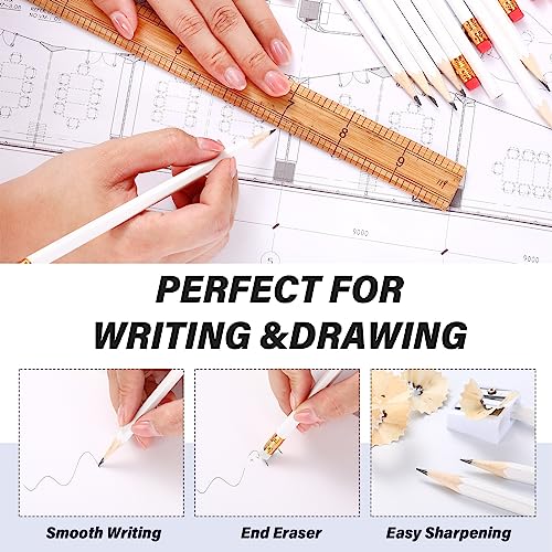 TecUnite 60 Pcs HB Pencils #2 Unsharpened Wood Cased Pencils with Eraser Hexagonal Pencil Cute Graphite No 2 Pen for Adults Gifts Exam School Office Sketching Learning(Blue Green Series, Gold) - color: Blue Green Series, Gold