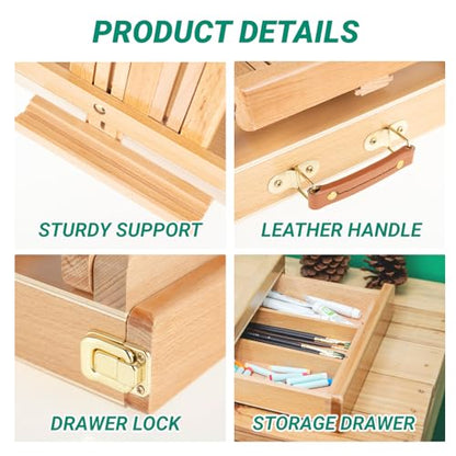 Falling in Art Adjustable Sketchbox Tabletop Easel with Storage Drawer