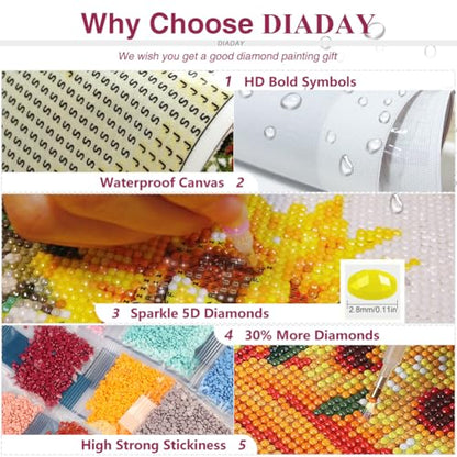 DIADAY 5D Diamond Painting Kits for Adults Waterfall Landscape, Diamond Art Kits for Adults, Full Drill Round Gem DIY Arts and Crafts Home Wall Decor Gift 12 x 12 Inches