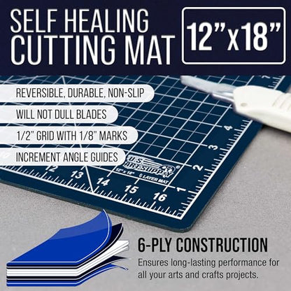 U.S. Art Supply 12"x18" Self-Healing Cutting Mat 5-Ply White/Blue - color: White/Blue