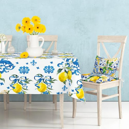 1Pc Blue and White Porcelain Lemon Party Plastic Tablecloth 54 x 87 Inch Long Table Cover, Chinese Style Classical Party Tablecover for Summer Baby Shower Birthday Dinner Picnic Kitchen Event - color: Blue and White Porcelain Lemon
