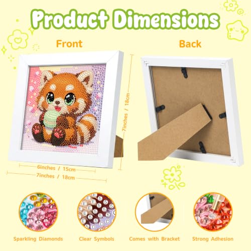 Red Panda Diamond Art Kits for Kids Ages 4-8-12 with Wooden Frame 7x7 Inch | DIY Animal Diamond Art Painting Kit for Girls Boys, 5D Gem Art Kit for Beginners, Birthday Gift, Relaxing Hobby, Home Decor - color: HMKDPUS-26502