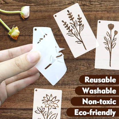 50 PCS Flower Stencils for Crafts Reusable Flower Stencils for Painting on Wood Rocks Canvas Fabric Glass Pottery 3.5 x 2 Inch - color: Flower