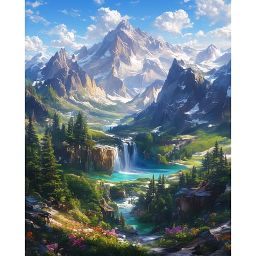 Landscape Paint by Numbers Kit for Adults Beginner Mountain Oil Painting Kit Adult Paint by Number Kits on Canvas DIY Painting for Beginners Art by Numbers Nature for Gifts Home Wall Decor 16x20 Inch - color: YF009