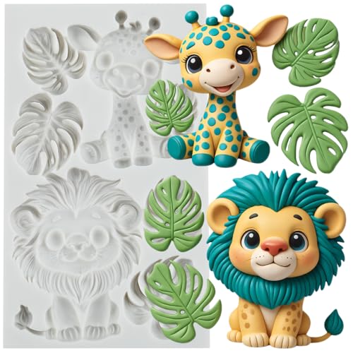 Safari Animal Polymer Clay Mold Tropical Leaf Lion Silicone Molds - color: Style E